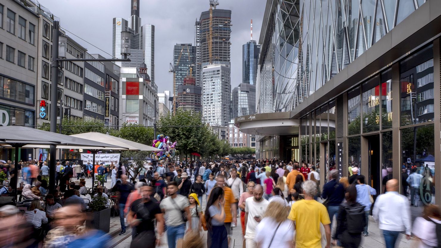 The popular "Zeil" shopping promenade in central Frankfurt, Germany, on August 5, 2023.
