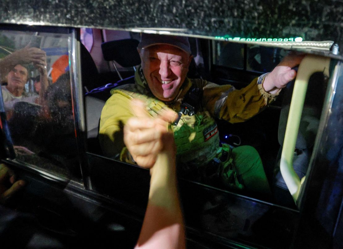 FILE PHOTO: Wagner mercenary chief Yevgeny Prigozhin leaves the headquarters of the Southern Military District amid the group's pullout from the city of Rostov-on-Don, Russia, June 24, 2023. REUTERS/Alexander Ermochenko/File Photo