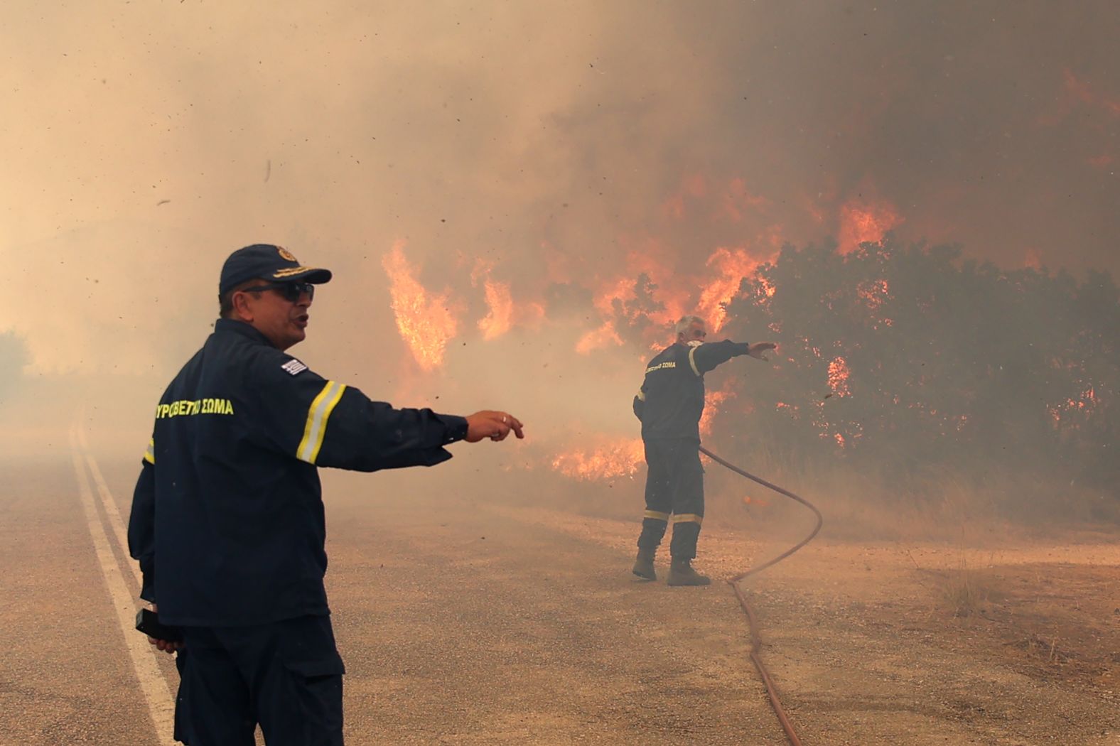 Firefighters work in Alexandroupolis on August 21.