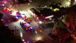 Police respond to a reported shooting at a bar in Trabuco Canyon, California, on Wednesday, August 23. 