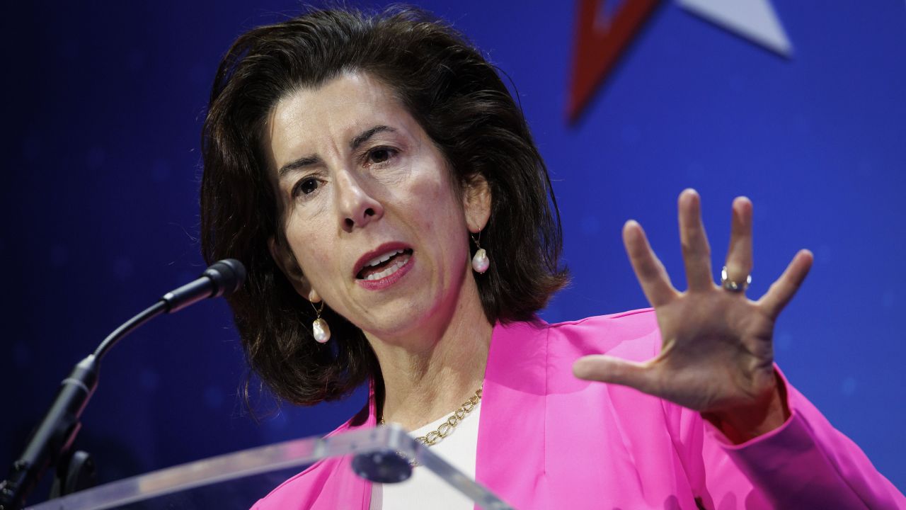 Gina Raimondo, US commerce secretary, speaks during the SelectUSA Investment Summit in National Harbor, Maryland, US, on Tuesday, May 2, 2023.