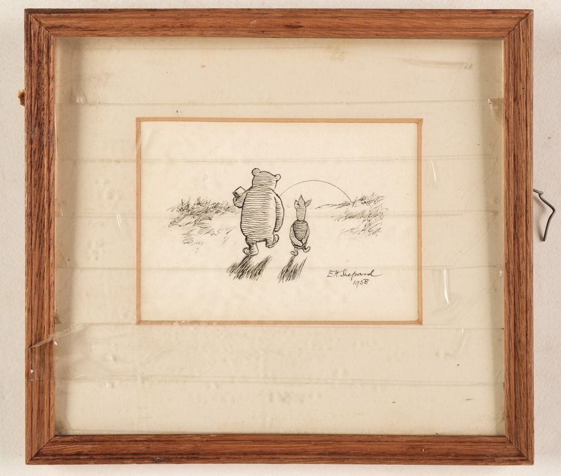 The picture, the same as the final drawing in the first Winnie the Pooh book, languished for years in a drawer.