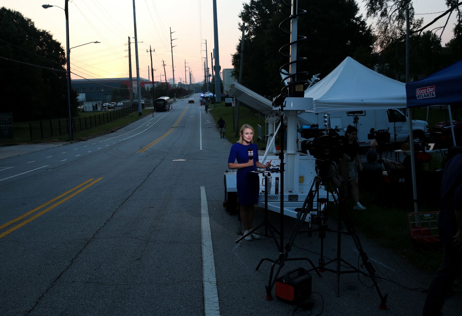 A TV reporter takes a live shot outside of the jail on Thursday.