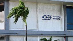 The Hawaiian Electric logo is displayed outside the electric power utility company's office in the aftermath of the Maui wildfires in Kahului, Hawaii on August 15, 2023. A class-action lawsuit has been filed against Hawaiian Electric, the state's biggest power firm, claiming the company should have shut off its power lines to lower the risk of fire. (Photo by Patrick T. Fallon / AFP) (Photo by PATRICK T. FALLON/AFP via Getty Images)