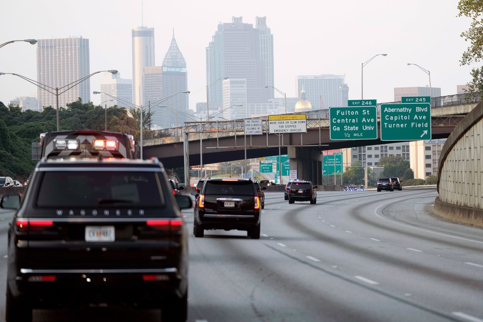 Trump's motorcade travels through Atlanta on Thursday.