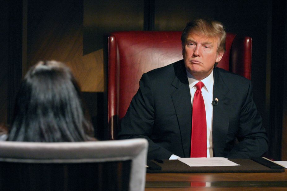 Trump is seen on set during the season finale of "The Celebrity Apprentice" in 2009.