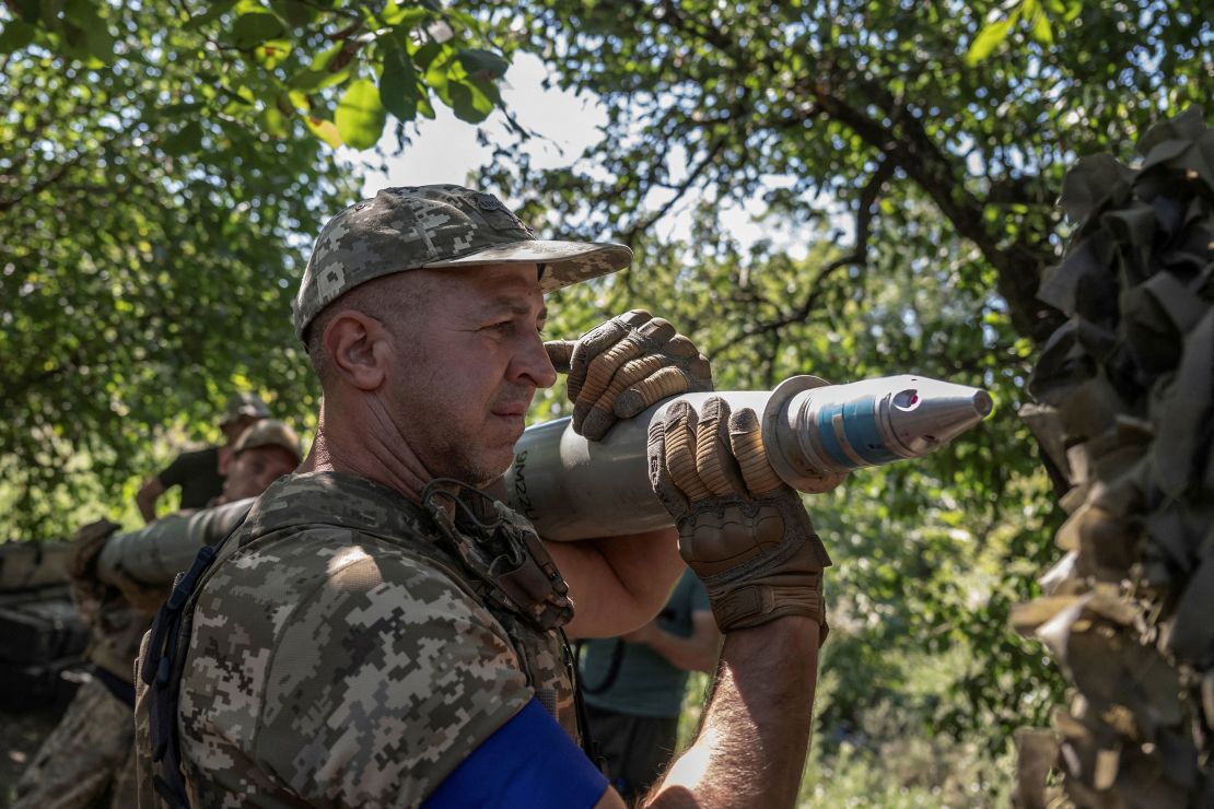 A Ukrainian serviceman pictured near a front line in Zaporizhzhia region.