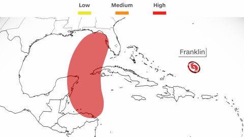 The National Hurricane Center is giving an area of thunderstorms in the Caribbean a high chance of tropical development in the next week.