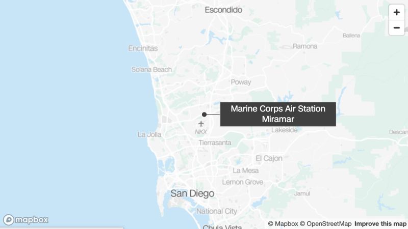 Американски военен самолет се разби близо до въздушната база на морската пехота Мирамар в Сан Диего