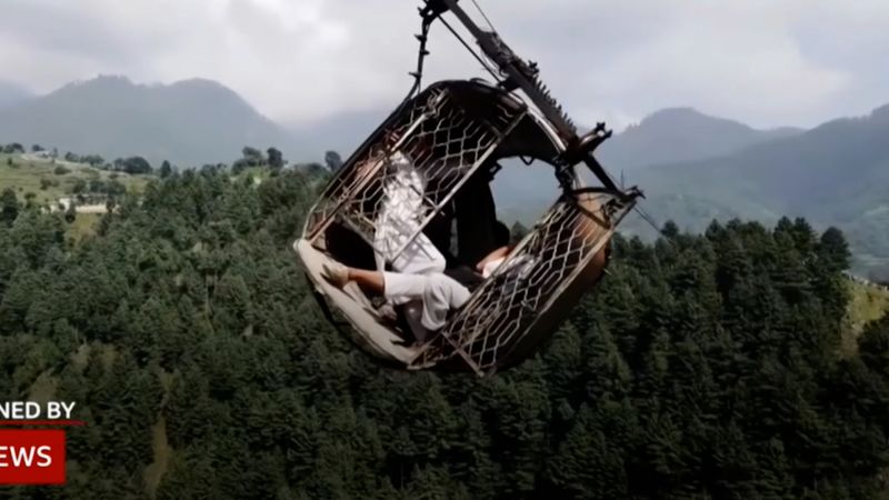New drone video shows harrowing Pakistan cable car ordeal  | CNN