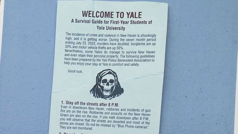 Полицейският синдикат на Йейл разпространява „подвеждаща“ листовка за нивата на престъпността за първокурсници, казва университетът