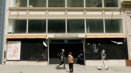 A vacant retail storefront in the Union Square shopping district of San Francisco, California, US, on Wednesday, May 3, 2023. San Francisco's office-vacancy rate soared to a record 27.6% at the end of 2022, compared with just 3.7% before the pandemic. Photographer: Jason Henry/Bloomberg