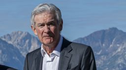 Jerome Powell, chairman of the US Federal Reserve, at the Jackson Hole economic symposium in Moran, Wyoming, US, on Friday, Aug. 25, 2023. Powell said the US central bank is prepared to raise interest rates further if needed and intends to keep borrowing costs high until inflation is on a convincing path toward the Fed's 2% target. Photographer: David Paul Morris/Bloomberg via Getty Images