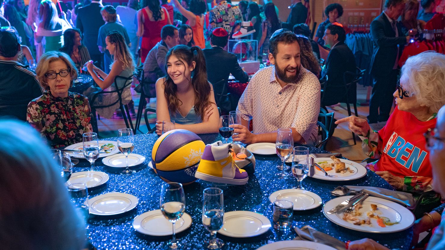 (From left) Jackie Hoffman, Sunny Sandler, Adam Sandler and Allison McKay in "You Are So Not Invited To My Bat Mitzvah."