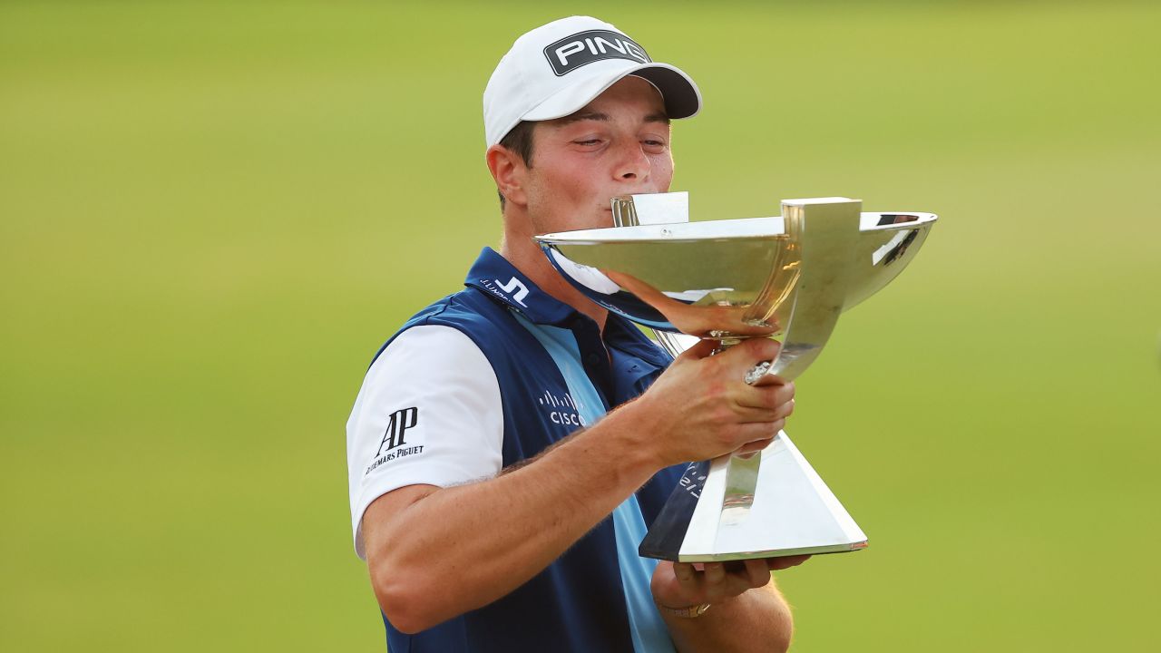 Viktor Hovland of Norway won The  Championship by five strokes at Atlanta's East Lake Golf Club on Sunday.