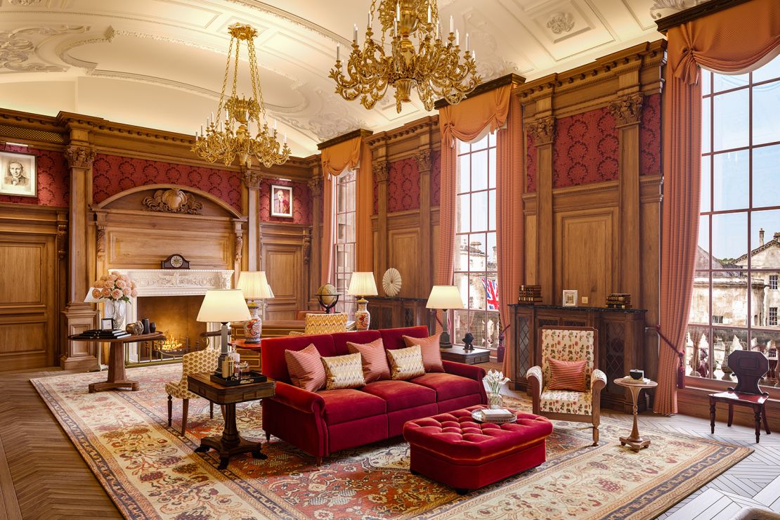 A rendering of luxury hotel Raffles London at The OWO, located at the former home to the war offices of military leaders such as Winston Churchill.