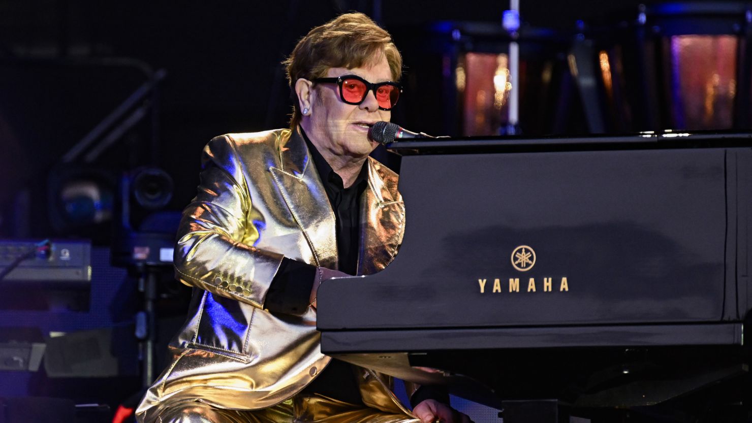 Elton John performs a the Glastonbury Festival 2023 on June 25, 2023 in Glastonbury, England. (Photo by Leon Neal/Getty Images)