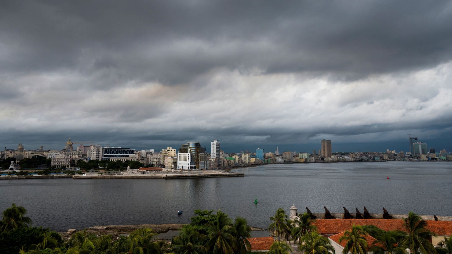 Dark clouds are seen due to the tropical storm Idalia in Havana, on August 28, 2023. (Photo by YAMIL LAGE / AFP) (Photo by YAMIL LAGE/AFP via Getty Images)
