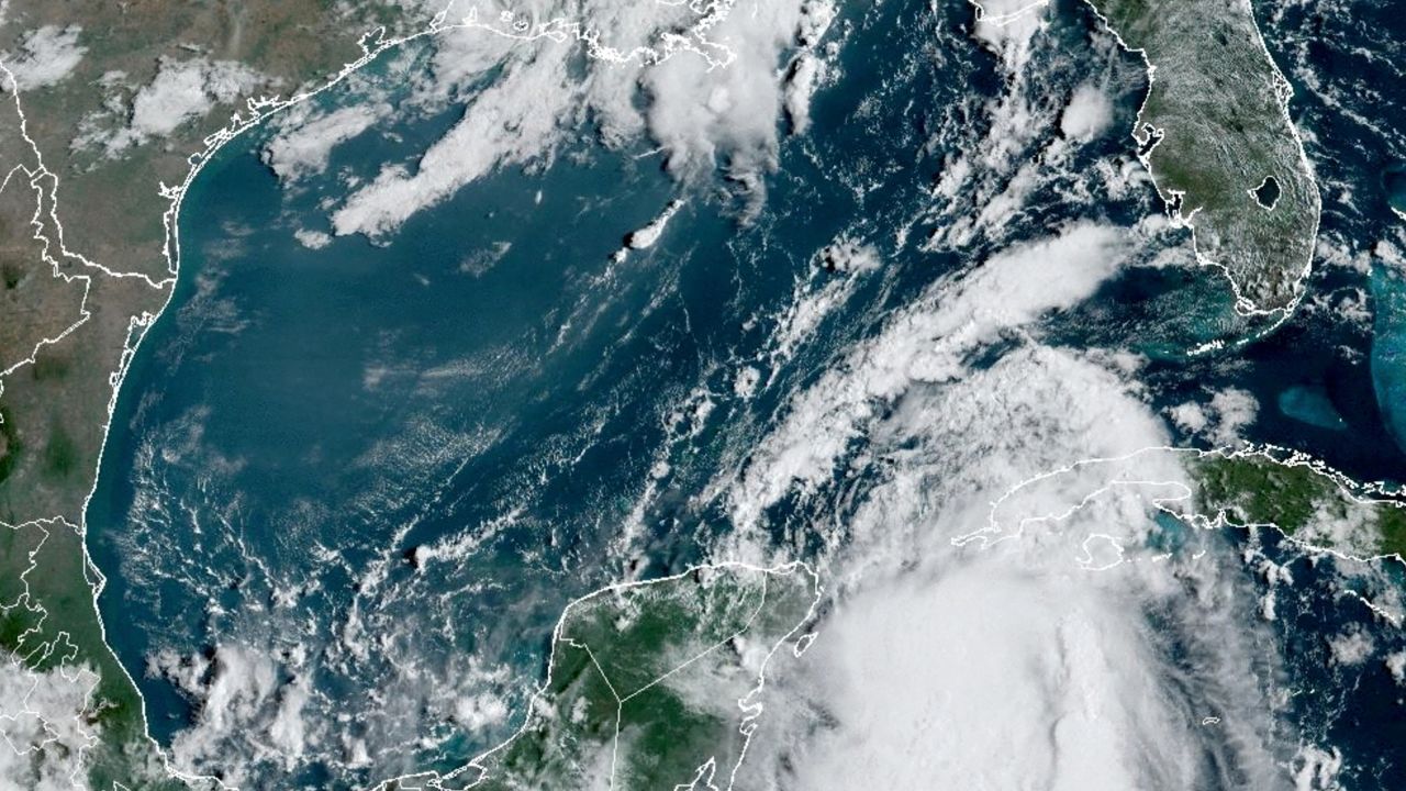 Tropical Storm Idalia makes its way to Cuba and Florida's west coast in a composite image from the National Oceanic and Atmospheric Administration (NOAA) GOES-East weather satellite August 28, 2023. NOAA/Handout REUTERS 
THIS IMAGE HAS BEEN SUPPLIED BY A THIRD PARTY./File Photo