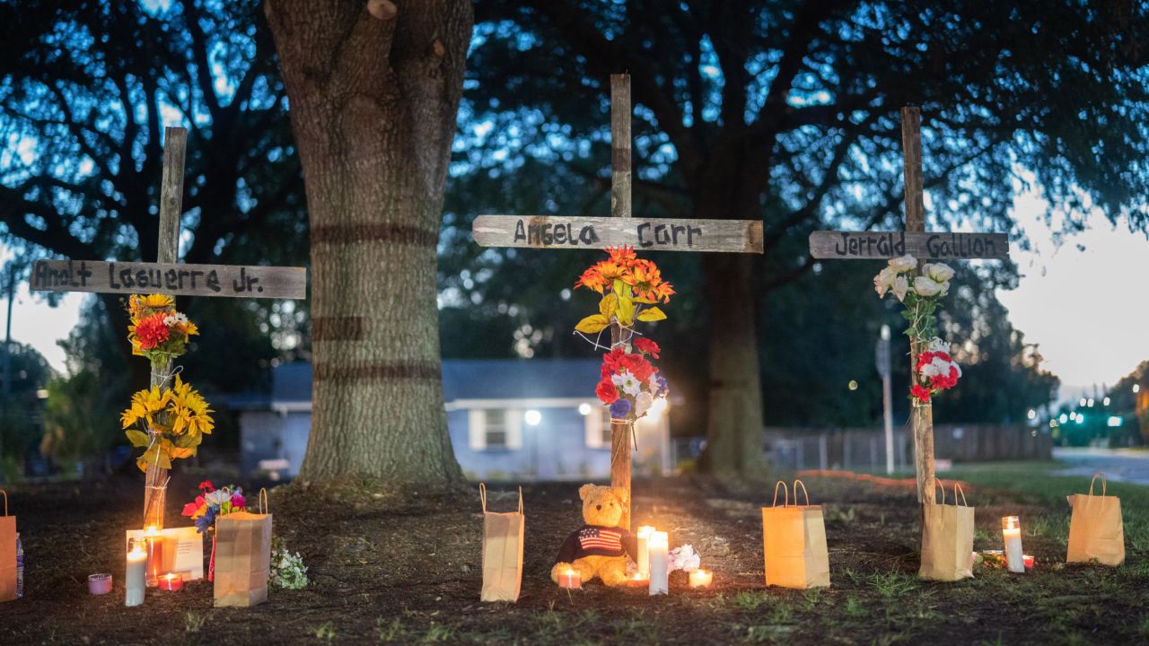 Mourners set up memorials for Angela Carr, Jerrald Gallion and AJ Laguerre Jr. after they were killed in what authorities describe as a racist attack.