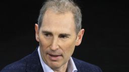 NEW YORK, NEW YORK - NOVEMBER 30: Amazon CEO Andy Jassy speaks during the New York Times DealBook Summit in the Appel Room at the Jazz At Lincoln Center on November 30, 2022 in New York City. The New York Times held its first in person DealBook Summit since the start of the coronavirus (COVID-19) pandemic with speakers from the worlds of financial services, technology, consumer goods, private investment, venture capital, banking, media, public relations, policy, government, and academia.   (Photo by Michael M. Santiago/Getty Images)