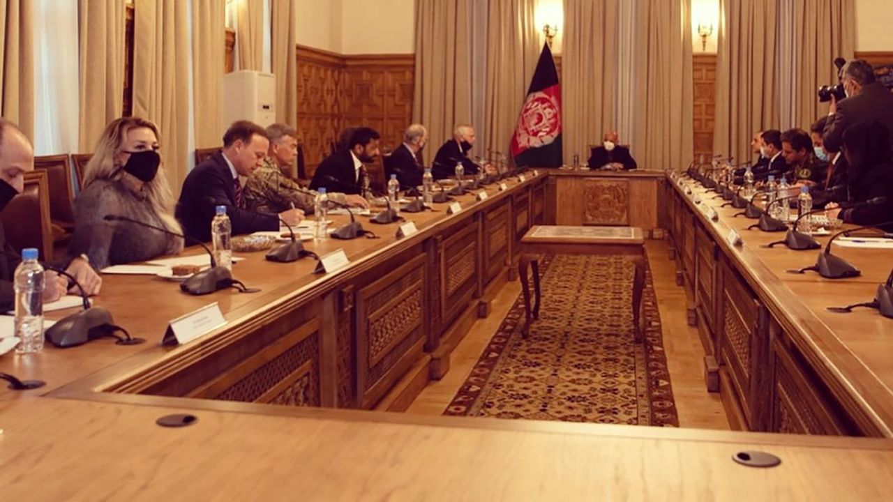 Jane Horton, senior adviser to the acting secretary of defense, gives a speech in Kabul in December 2020.