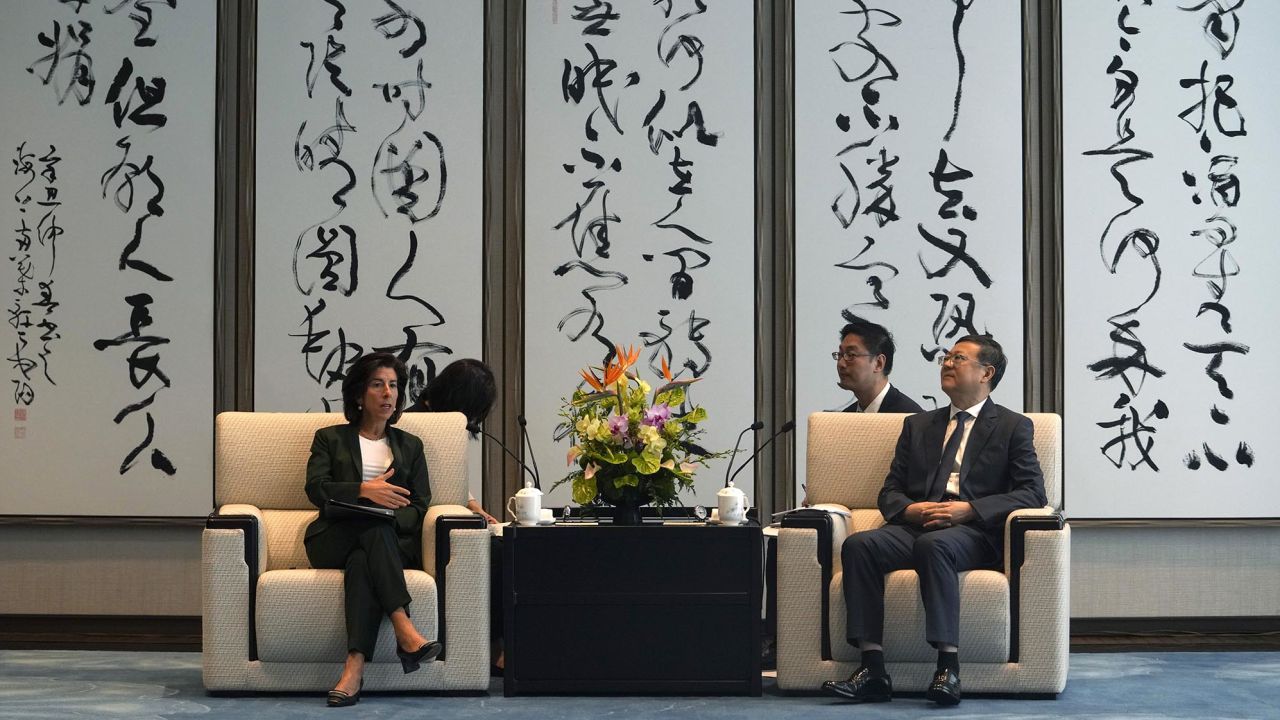 Raimondo meets Shanghai Party Secretary Chen Jining in Shanghai on Wednesday.