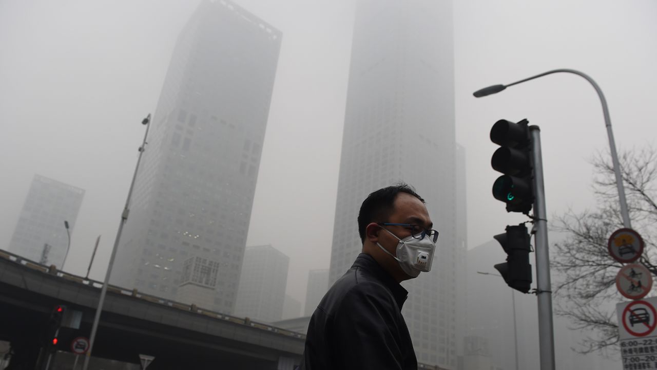 A heavily polluted day in Beijing on December 22, 2015. 