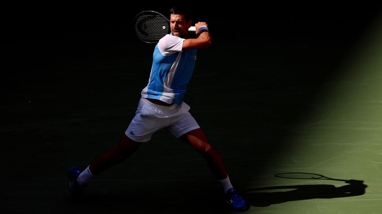 NEW YORK, NY - AUGUST 30: Novak Djokovic of Serbia responds to Bernabé Zapata Miralles of Spain during their men's singles second round match on day two of the 2023 US Open at the USTA Billie Jean King National Tennis Center on August 30.  2023 in the Flushing neighborhood of Queens, New York City.  (Photo by Clive Brunskill/Getty Images)