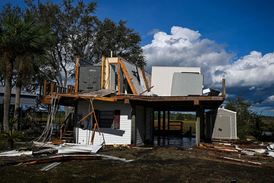 A destroyed house is seen in Keaton Beach, Florida, on August 30.