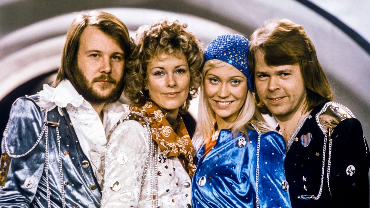 Benny Andersson (left), Anni-Frid Lyngstad (center-left), Agnetha Fältskog (center-right) and Bjorn Ulvaeus (right) in 1974.