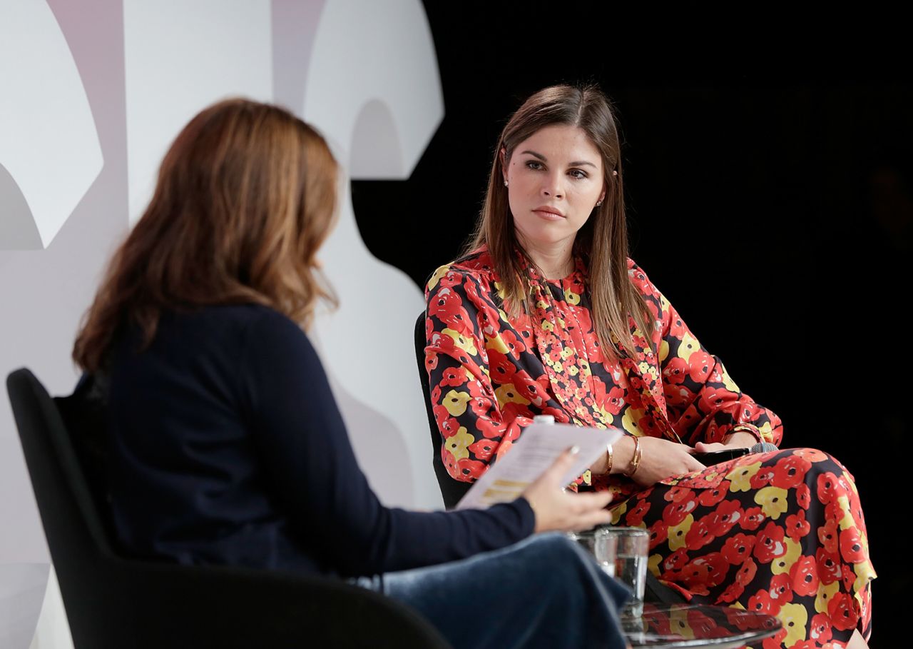 Oxfordshire, ENGLAND - DECEMBER 01:  Alexandra Shulman (L) and Emily Weiss speak on stage during #BoFVOICES on December 1, 2017 in Oxfordshire, England.  (Photo by John Phillips/Getty Images for The Business of Fashion )