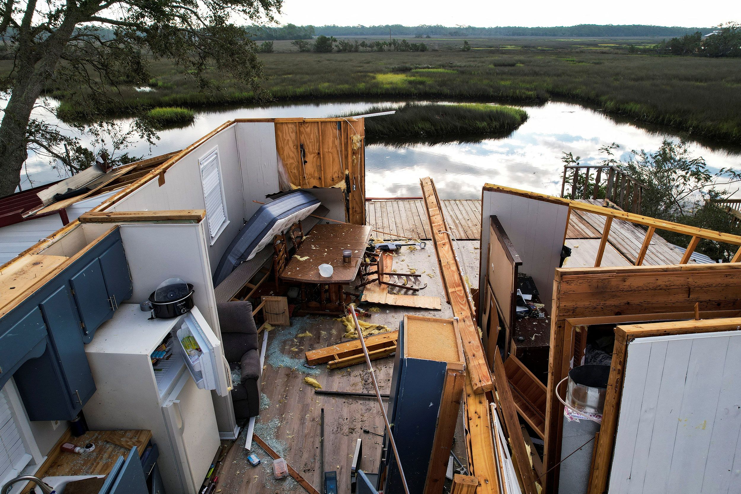 Wreckage of a home is seen in Keaton Beach, Florida, on August 31.