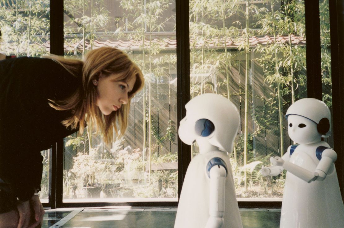 Scarlett Johansson, with two robots, in a deleted scene from "Lost in Translation."