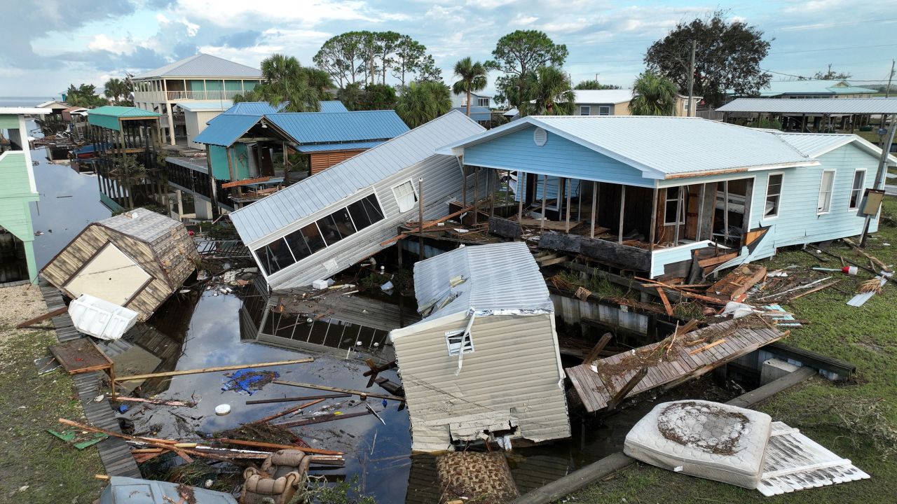View of a damaged property after the arrival of Hurricane Idalia in Horseshoe Beach, Florida, U.S., August 31, 2023. REUTERS/Julio Cesar Chavez