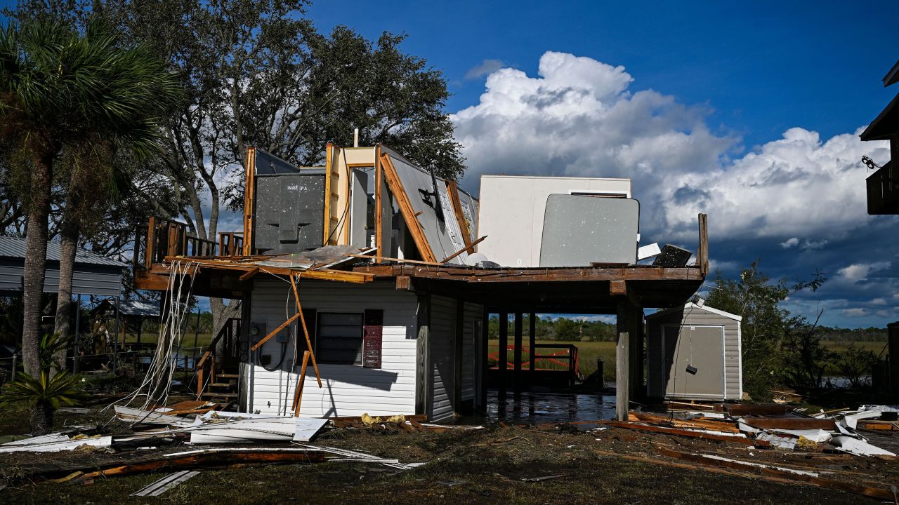 A destroyed house is seen in Keaton Beach, Florida, on August 30.