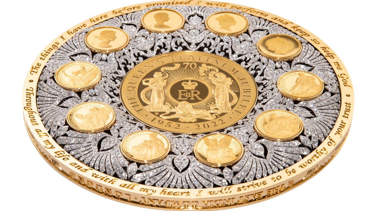 Dubbed "The Crown," the commemorative coin is made from 8 pounds of gold and over 6,400 diamonds.