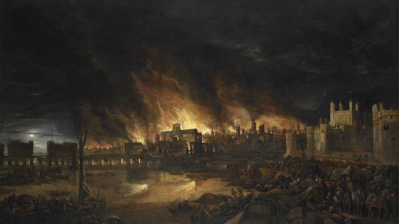 Големият пожар в Лондон през 1666 г., който унищожи 436