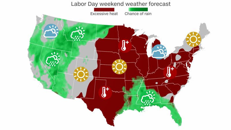 NextImg:Labor Day sizzle: Extreme heat spreads across two-thirds of US this weekend | CNN