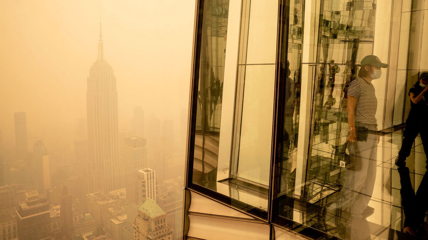 A smoky haze caused by Canadian wildfires is seen outside Summit One Vanderbilt in New York on June 7.
