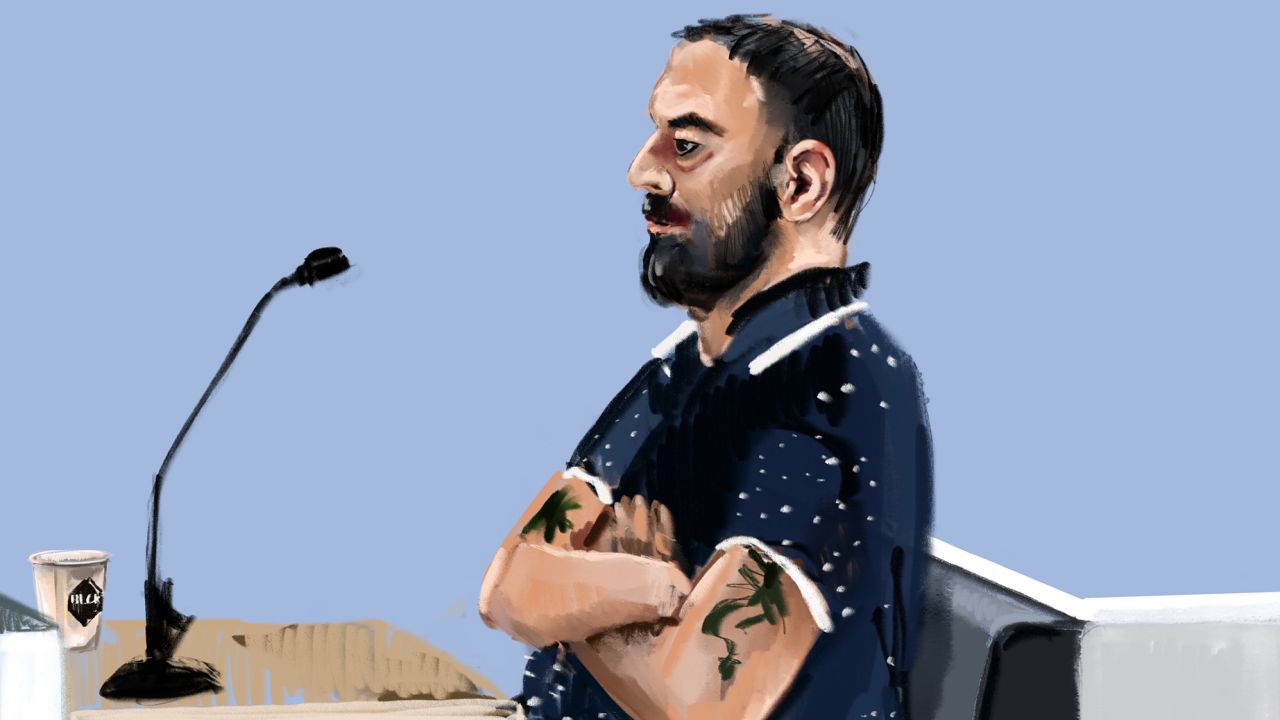 Court sketch from a hearing of Ayham al S. Licensed by CNN.