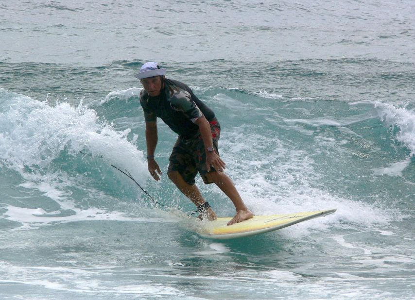 Buffett surfs in St. Barts in 2007.