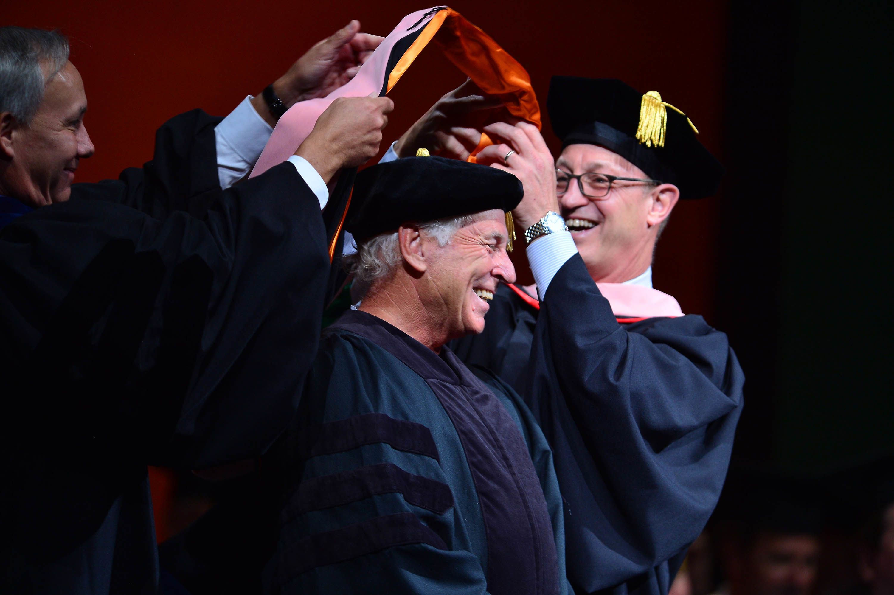 Buffett receives an honorary doctorate in music from the University of Miami in 2015.