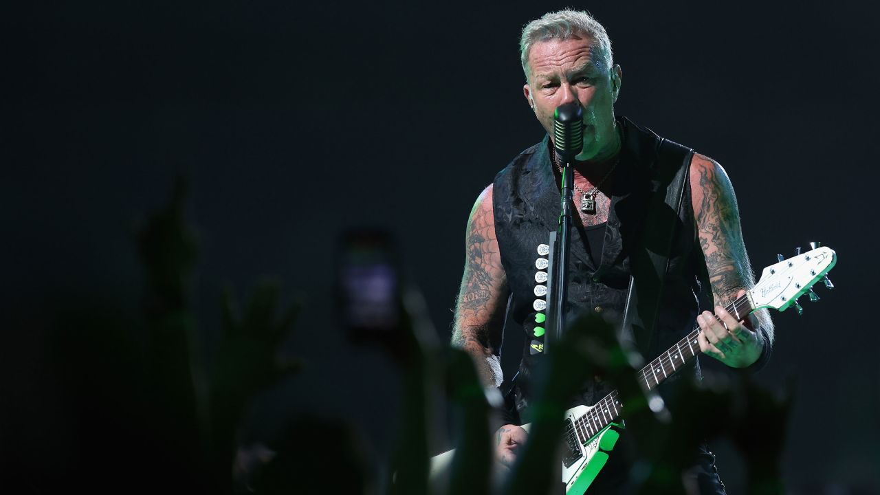 Metallica singer James Hetfield performs at State Farm Stadium on September 1, 2023.