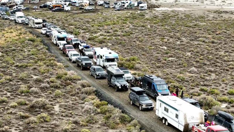 Drone video shows vehicles stranded and stuck at Burning Man