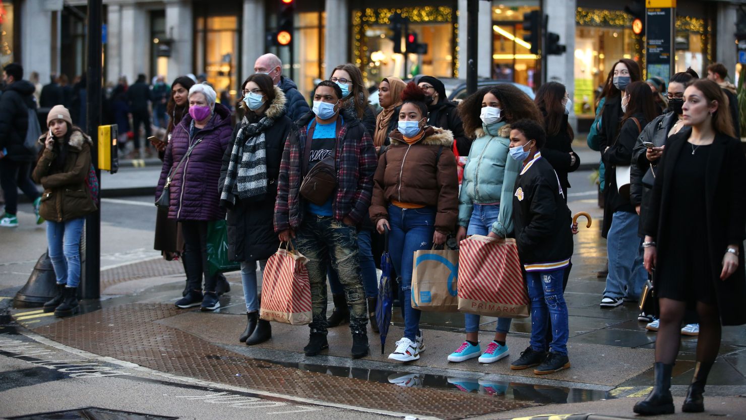 Shoppers in Regent Street in London, UK, in December 2021
