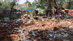 Jayanti Devi's demolished hut, opposite the Pragati Maidan complex in New Delhi. 