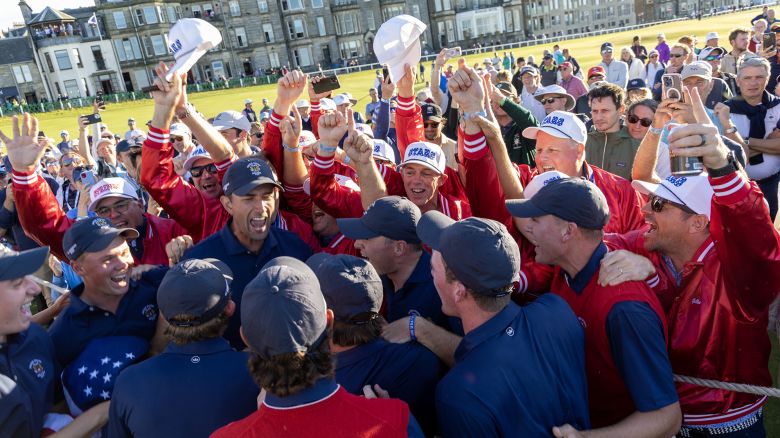USA celebrate their victory during day two of the 2023 Walker Cup at St Andrews. Picture date: Sunday September 3, 2023. (Photo by Robert Perry/PA Images via Getty Images)