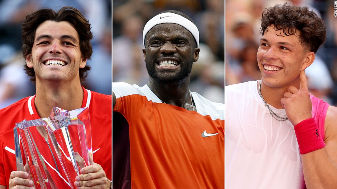 Taylor Fritz, Frances Tiafoe and Ben Shelton (L-R) have been fighting for a place in the US Open semifinals. 