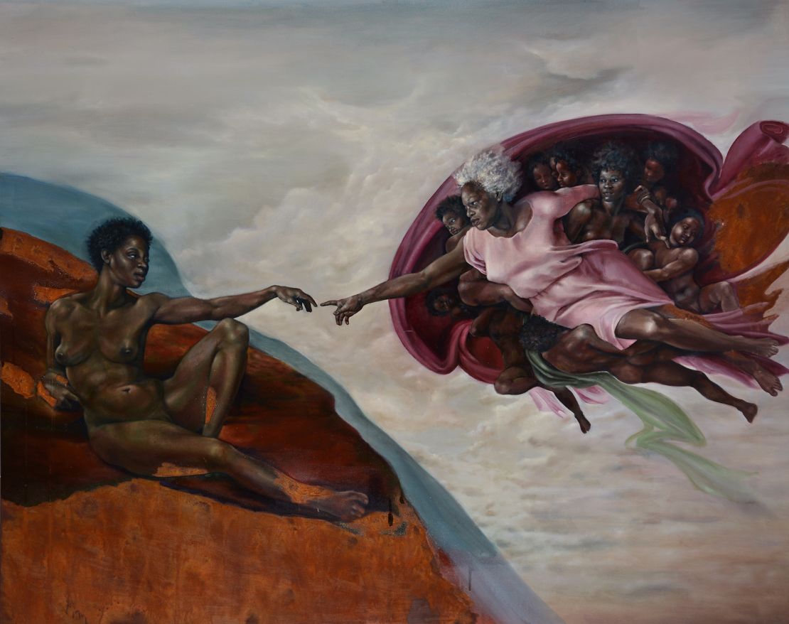 In Rosales' "Creation of God," God is a Black woman.